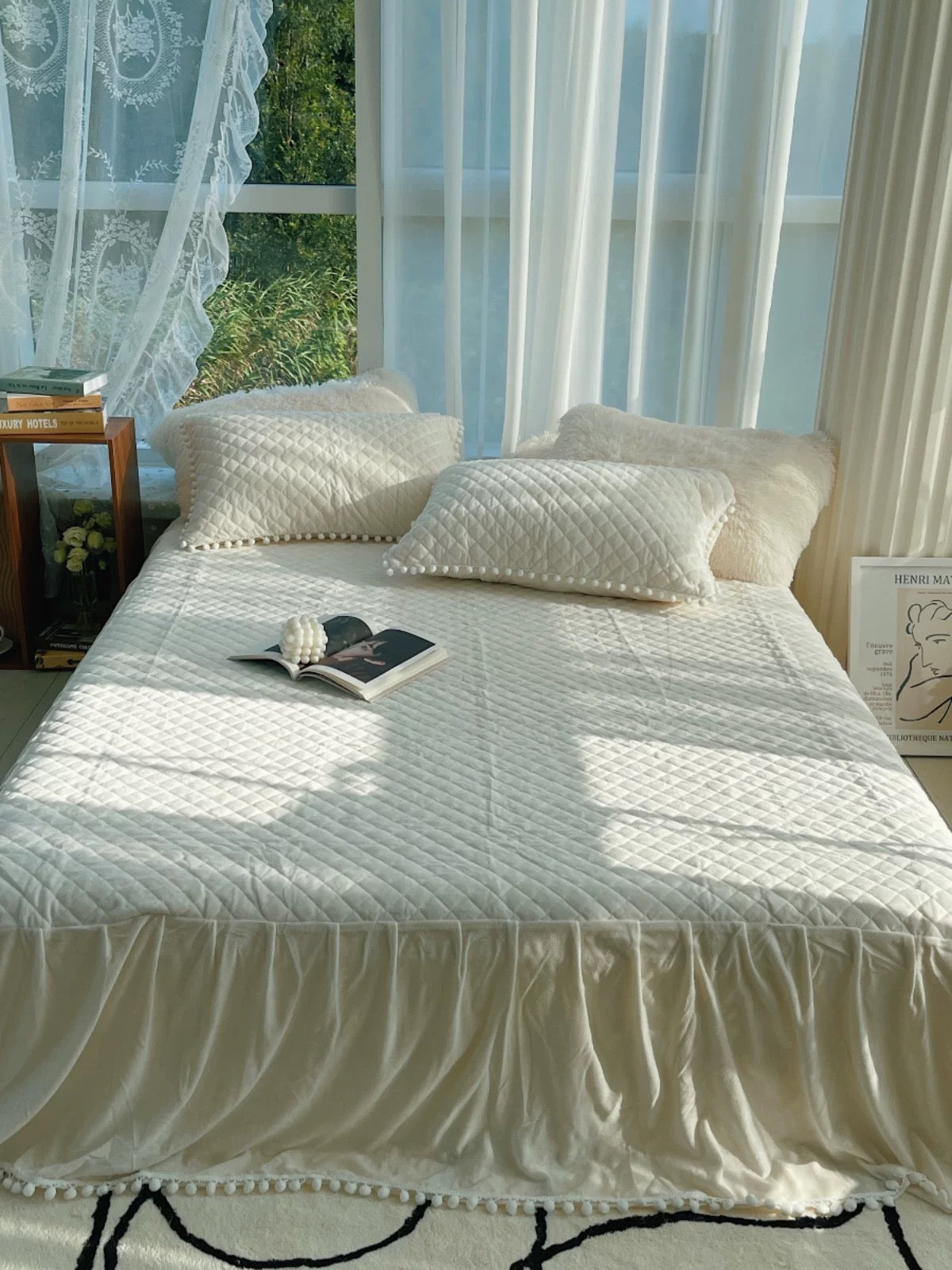 Soft Warm Coral Mink Velvet Cotton Four-piece Bedding Set