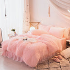 Soft Warm Coral Mink Velvet Cotton Four-piece Bedding Set