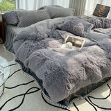 Soft Warm Coral Mink Velvet Cotton Four-piece Bedding Set
