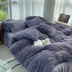 Soft Warm Coral Mink Velvet Cotton Four-piece Bedding Set