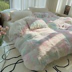 Soft Warm Coral Mink Velvet Cotton Four-piece Bedding Set