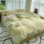 Soft Warm Coral Mink Velvet Cotton Four-piece Bedding Set