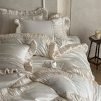 Silk White French Retro Cotton Four-piece Bedding Set