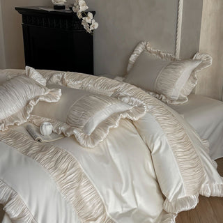 Silk White French Retro Cotton Four-piece Bedding Set by painevida