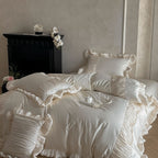 Silk White French Retro Cotton Four-piece Bedding Set