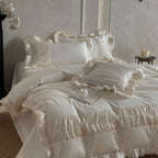 Silk White French Retro Cotton Four-piece Bedding Set