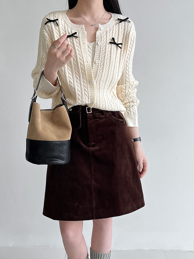 Bow Knit Two-Piece Cardigan