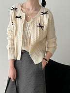 Bow Knit Two-Piece Cardigan