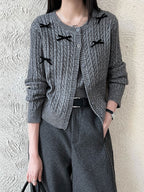 Bow Knit Two-Piece Cardigan
