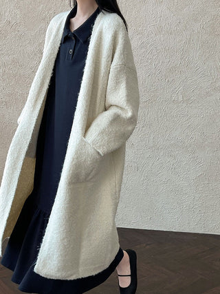 Loose Soft Cashmare Long Knitted Cardigan by painevida