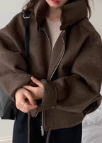 Cute Down Hooded Cashmere Short Coat