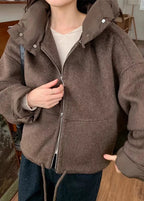 Cute Down Hooded Cashmere Short Coat