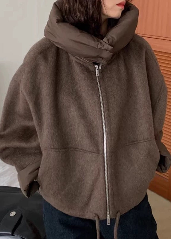 Cute Down Hooded Cashmere Short Coat