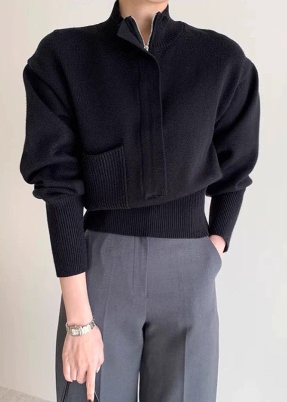 Simple Design High-neck Sweater