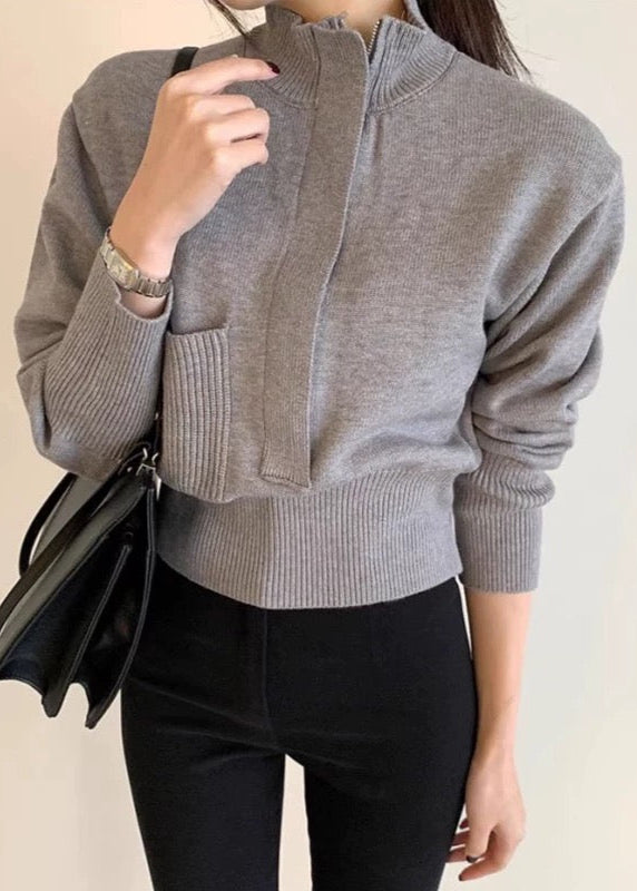 Simple Design High-neck Sweater