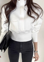 Simple Design High-neck Sweater