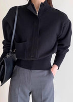 Simple Design High-neck Sweater