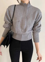 Simple Design High-neck Sweater