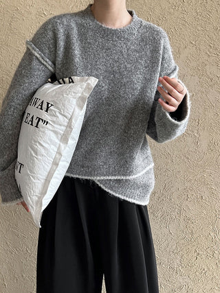 Lazy Irregular Hem Sweater by painevida