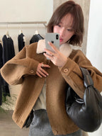 Lambswool Collar Wool Bomber Jacket by painevida