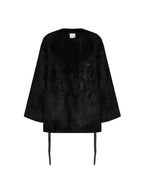 Black Shearling Coat Mid-length Style