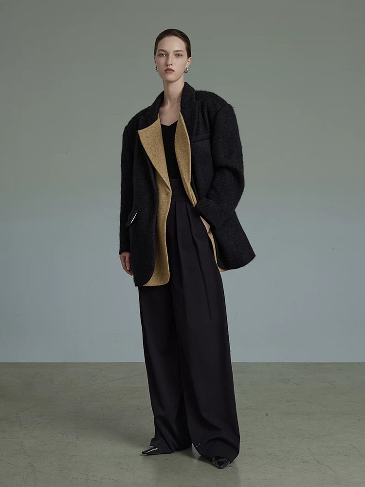 Thick Woolen Faux 2-Piece Coat - Premium Double Layer Design