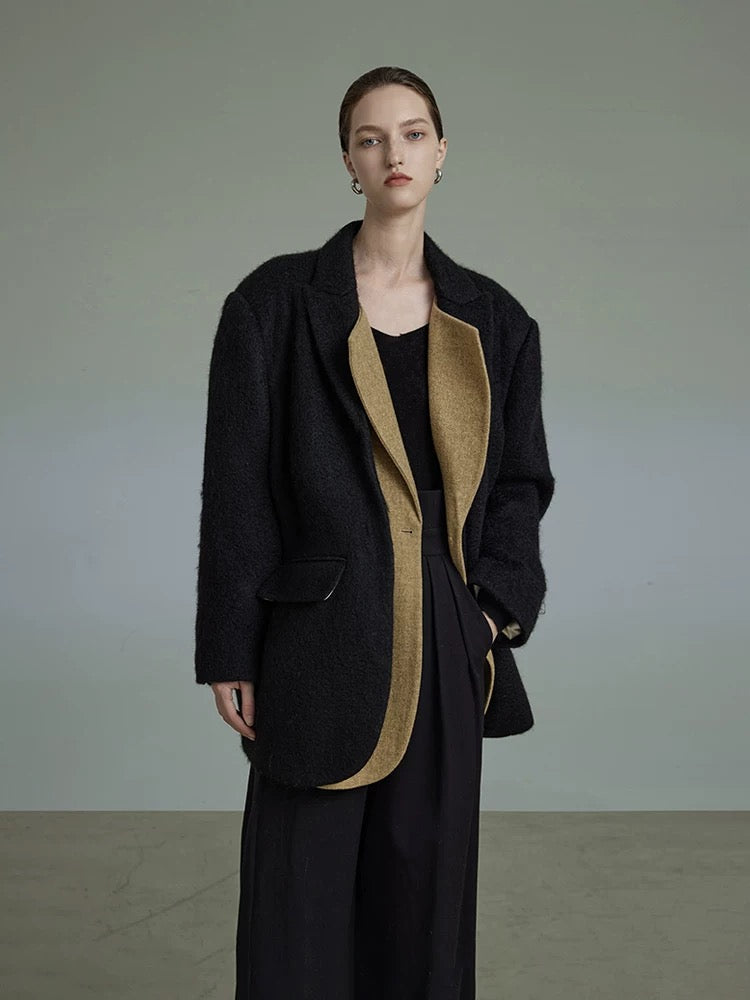 Thick Woolen Faux 2-Piece Coat - Premium Double Layer Design