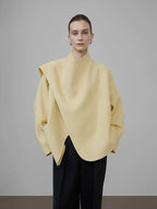 Irregular Collar Double-faced Wool Coat