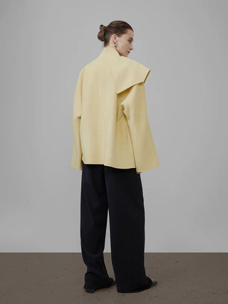 Irregular Collar Double-faced Wool Coat by painevida