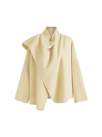 Irregular Collar Double-faced Wool Coat