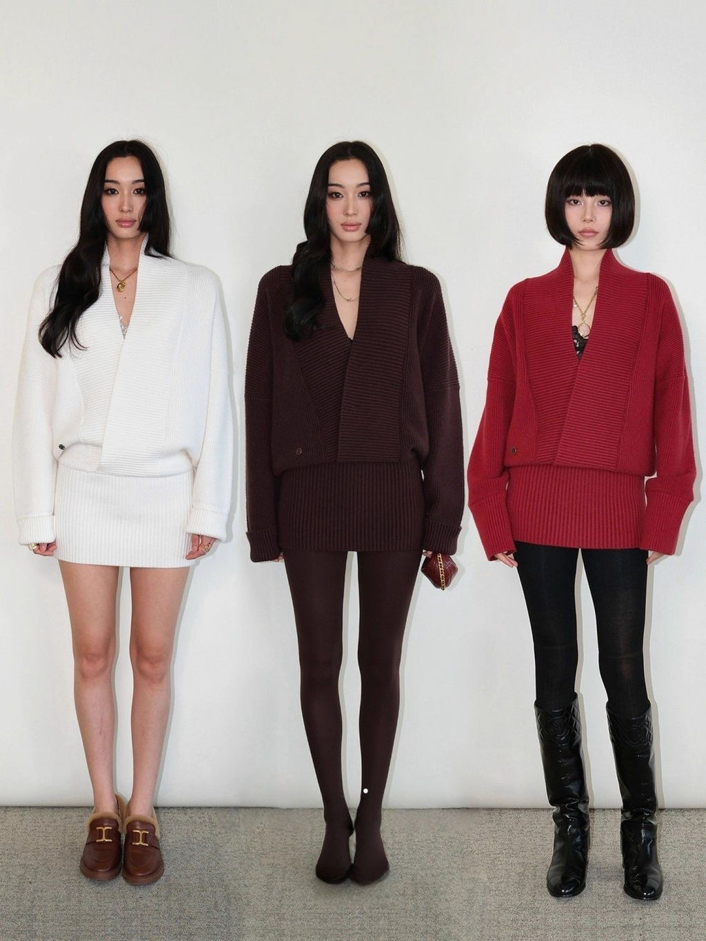 V-neck Bodycon Long Knit Top