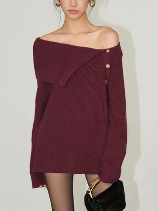 Lazy Off-shoulder Knit Top by painevida