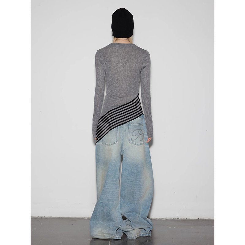 Irregular Diagonal Striped Base Layer Top