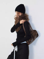 Curly Plush Cross Scarf