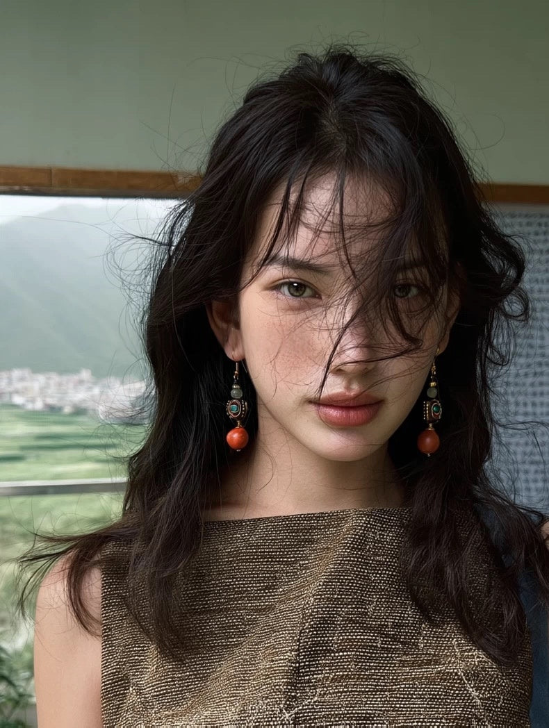 Nepalese Wooden Handmade Totem Earrings