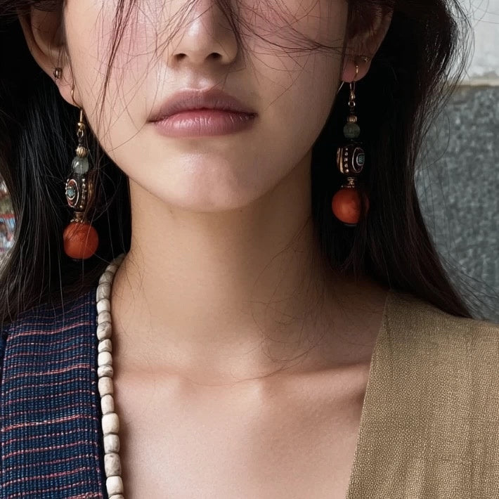 Nepalese Wooden Handmade Totem Earrings by painevida
