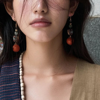 Nepalese Wooden Handmade Totem Earrings by painevida