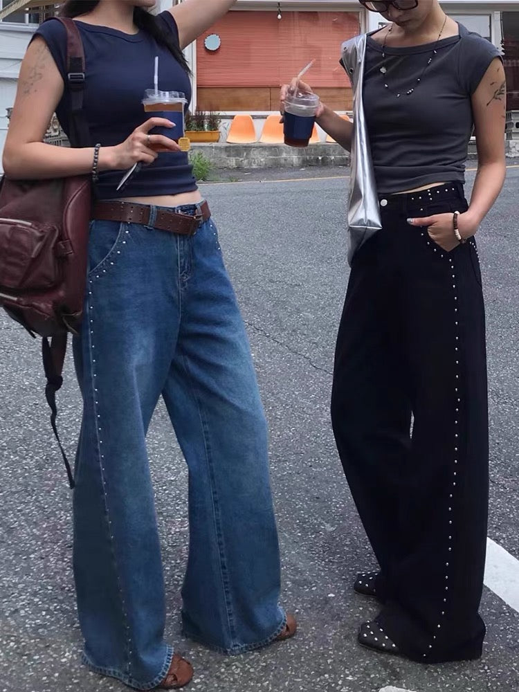 Retro Studded High-waisted Jeans by painevida
