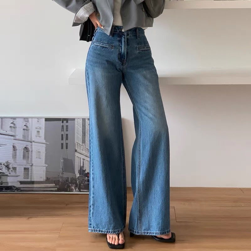Retro Straight-leg Flared Jeans by painevida