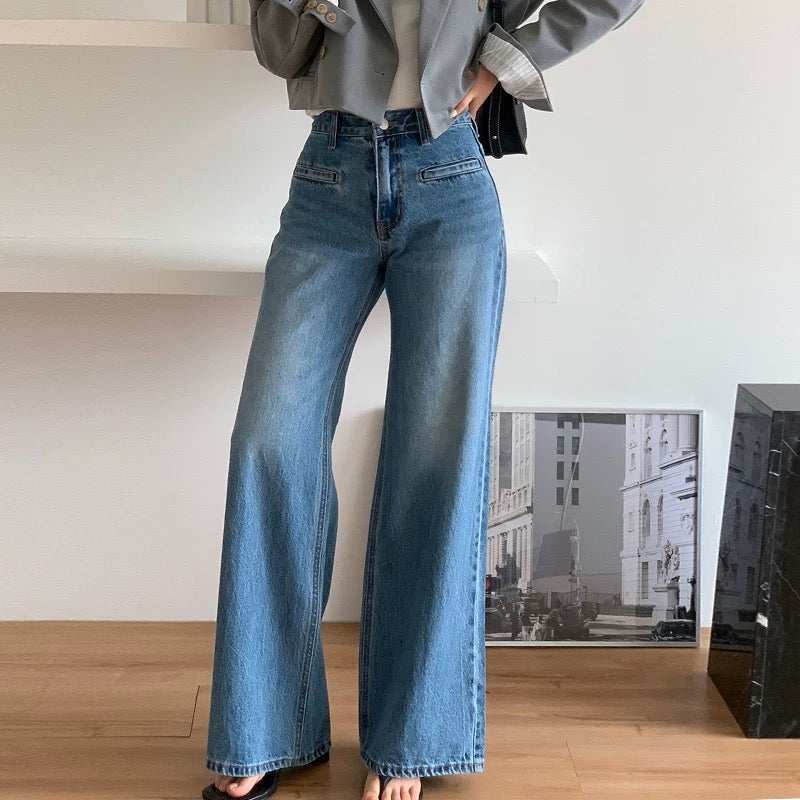 Retro Straight-leg Flared Jeans by painevida