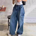 Retro Pocket Cargo Wide-leg Jeans