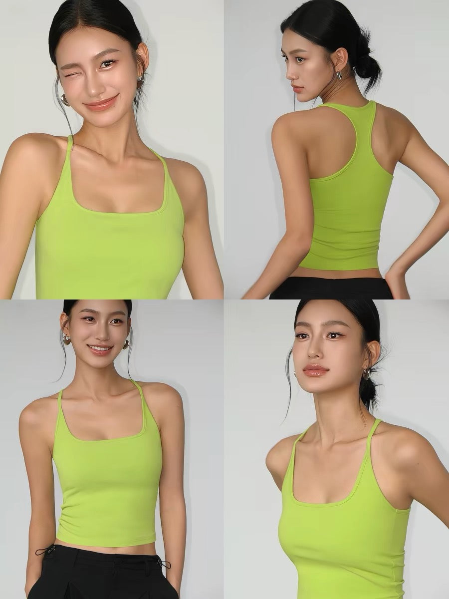 Slim-fit backless tank top