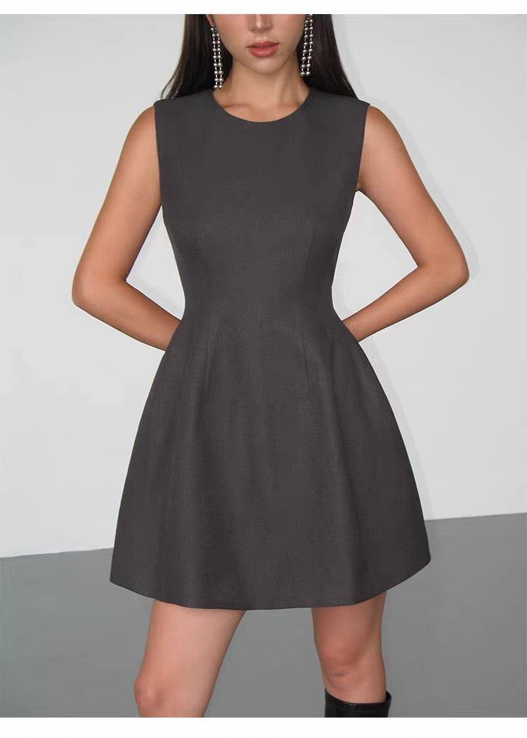 Sleeveless Fitted Waist Vest Dress