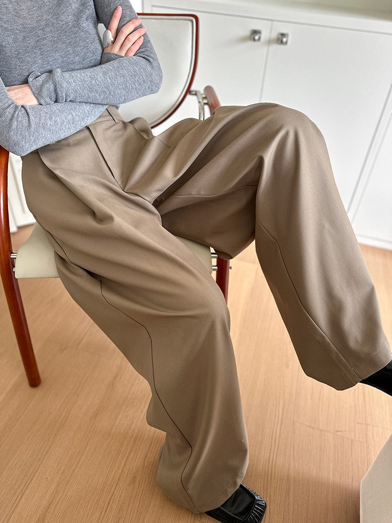 High-Waisted Pleated Wide-Leg Pants