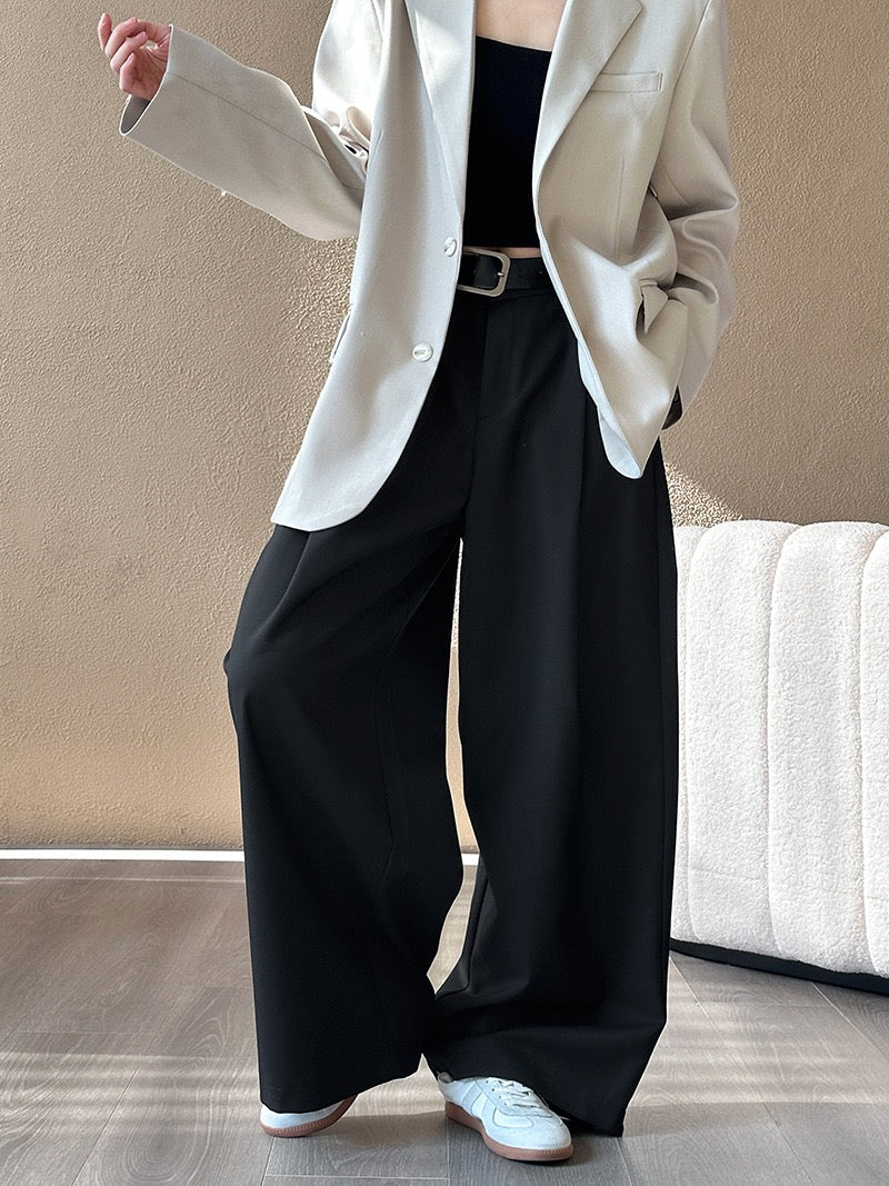 High-Waisted Pleated Wide-Leg Pants