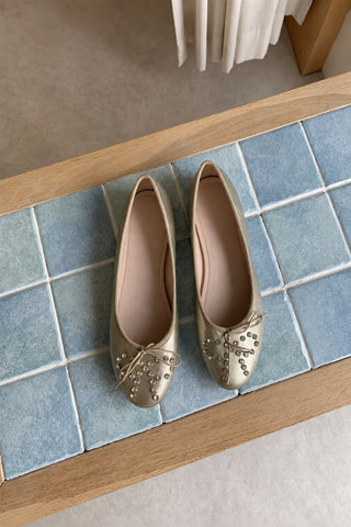 Rhinestone Bow Ballet Flats - Purple - PAINEVIDA