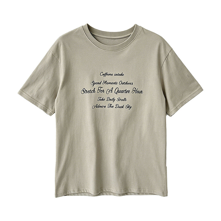 Minimalist Letter Print T-Shirt for Women | Loose Fit Casual Tee - PAINEVIDA