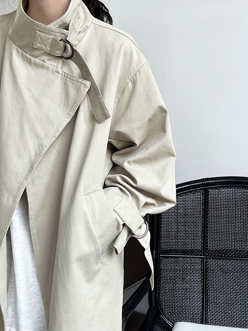 British Minimalist Knee-length Trench Coat