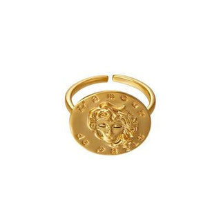 Metal Portrait Embossed Vintage Ring