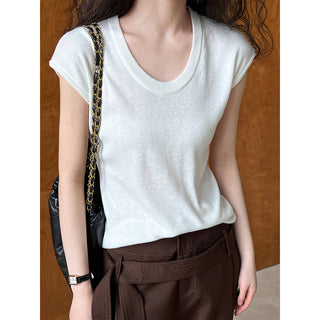 Soft Ribbed Knit Short Sleeve Top - PAINEVIDA